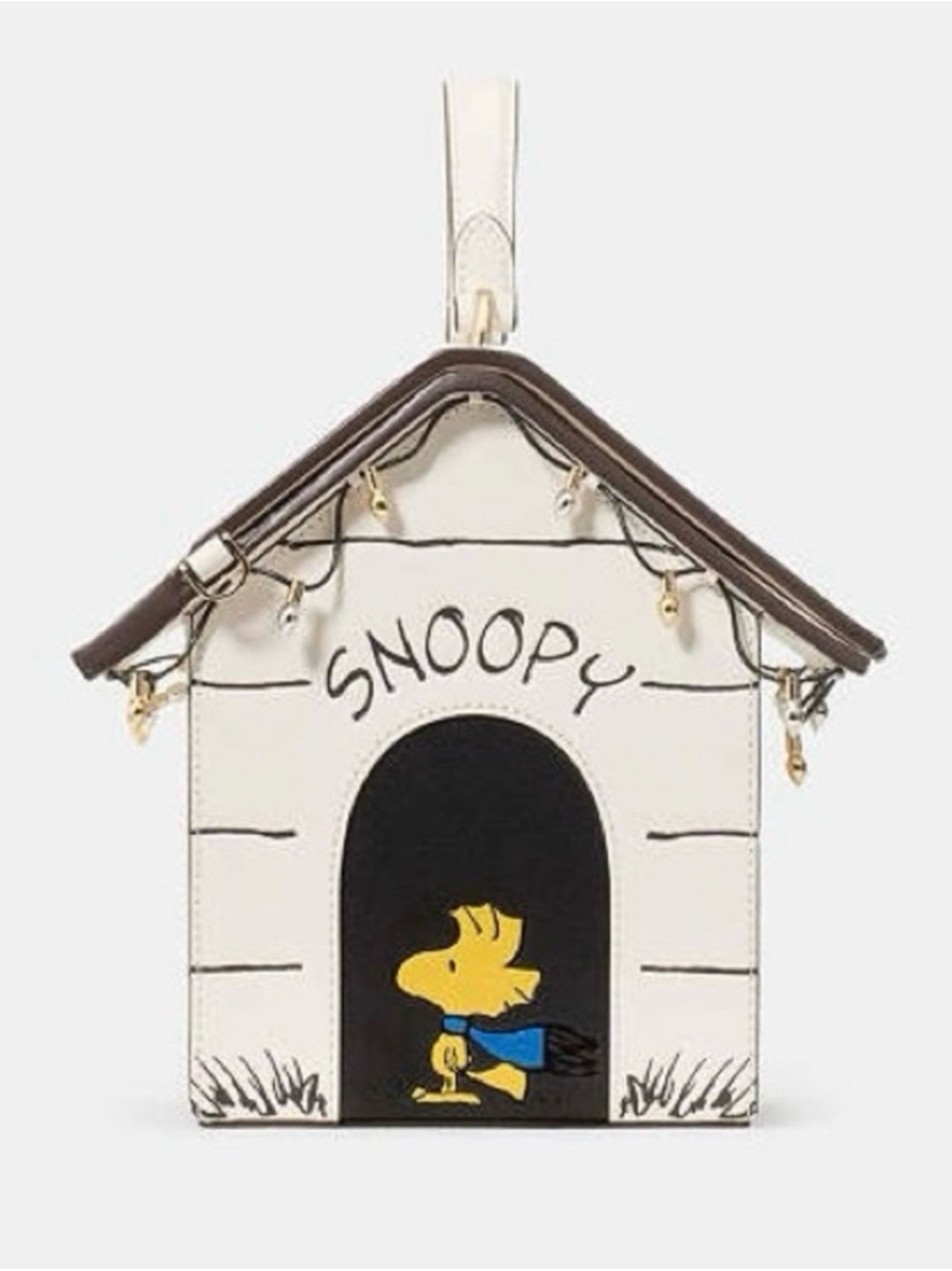 Kate‎ Spade NWT Snoopy Doghouse Woodstock Purse - White, Brown, Yellow
